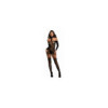 Bodystocking résille guêpière réversible avec tour de cou 